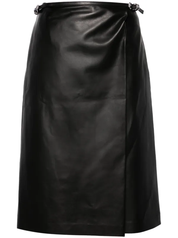 Belted leather skirt hotsell