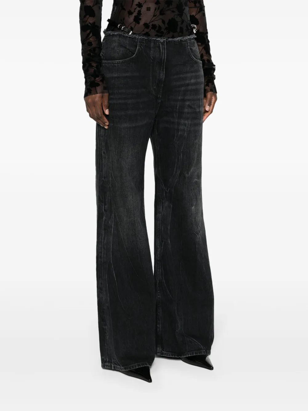 Shop Givenchy Voyou Low-rise Flared Jeans In Black