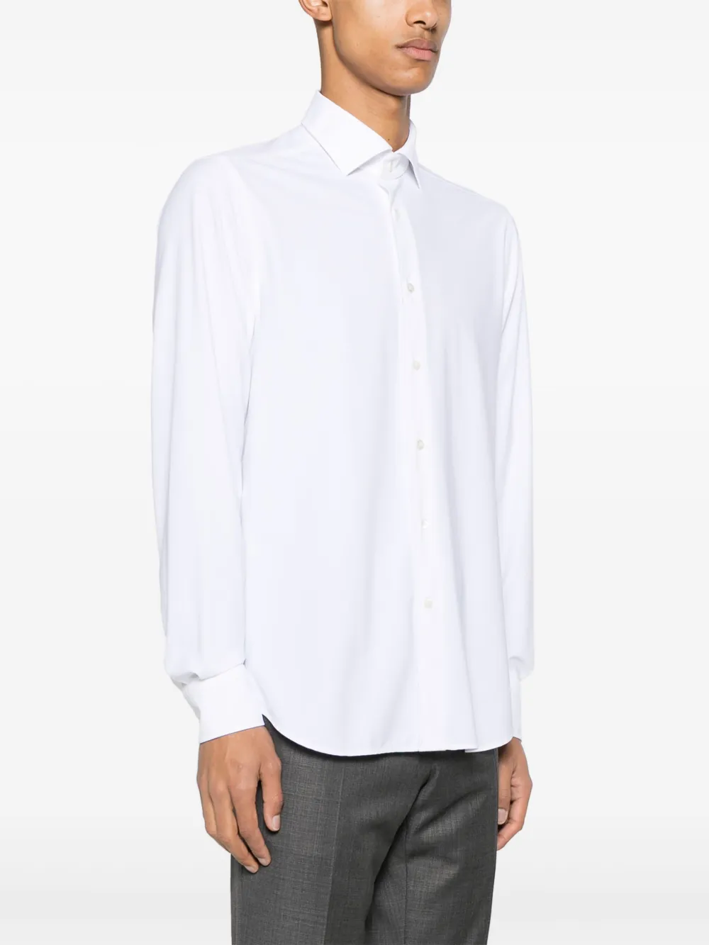 Corneliani White Cutaway-collar Button-up Shirt In White