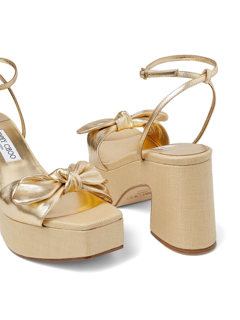 Shop Jimmy Choo Ricia 95mm Leather Platform Sandals In Gold