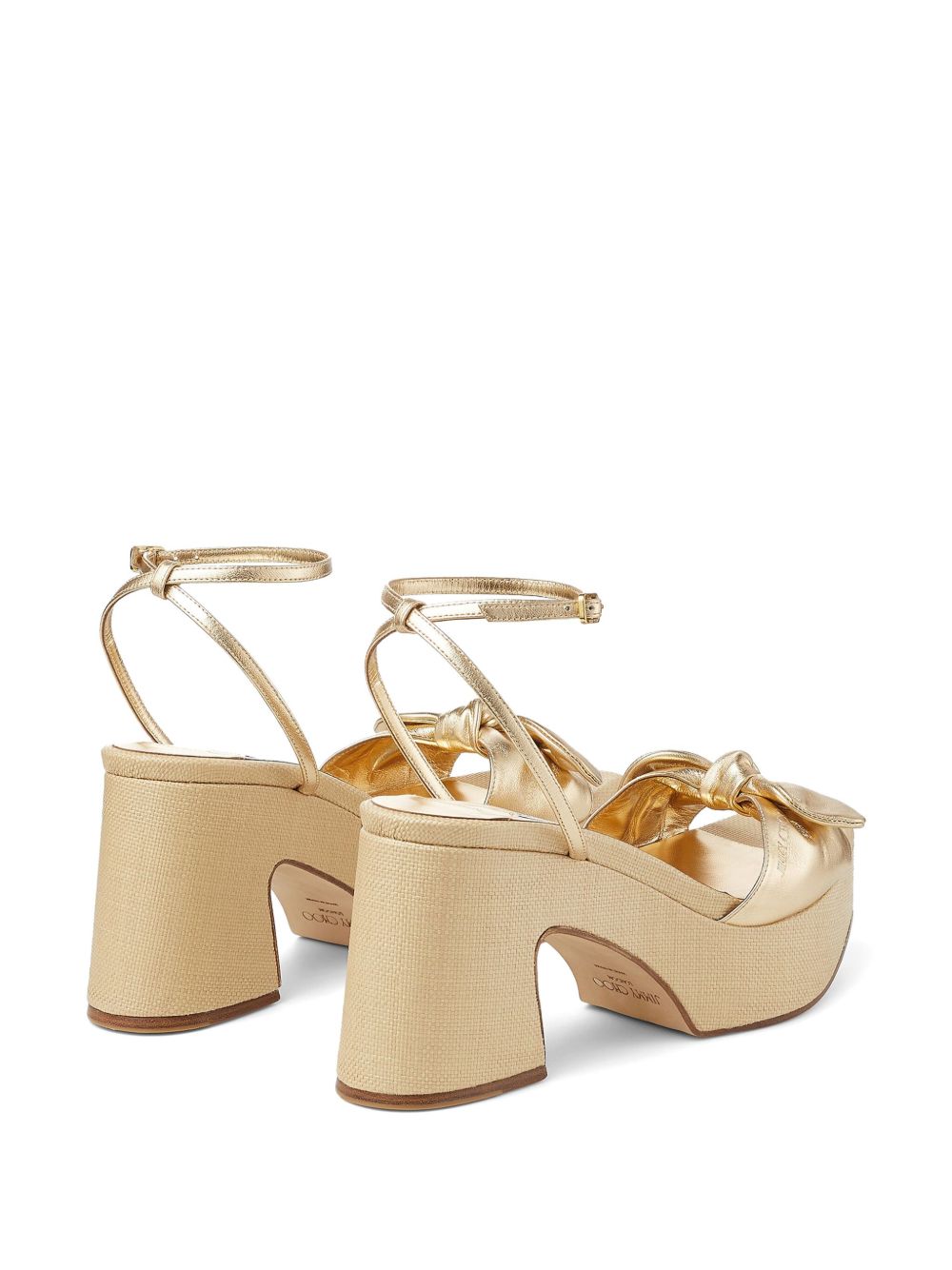 Shop Jimmy Choo Ricia 95mm Leather Platform Sandals In Gold