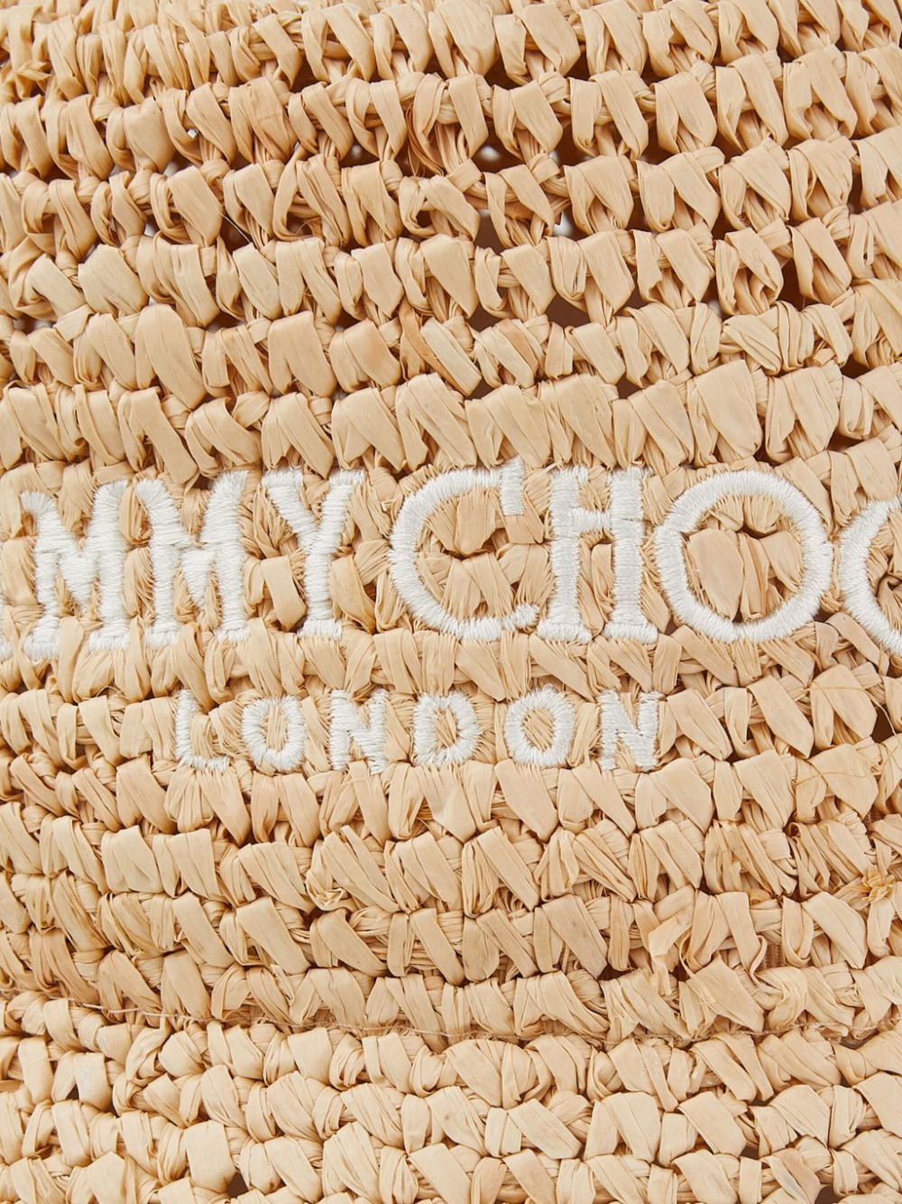 Shop Jimmy Choo Atena Logo-embroidered Raffia Hat In Neutrals
