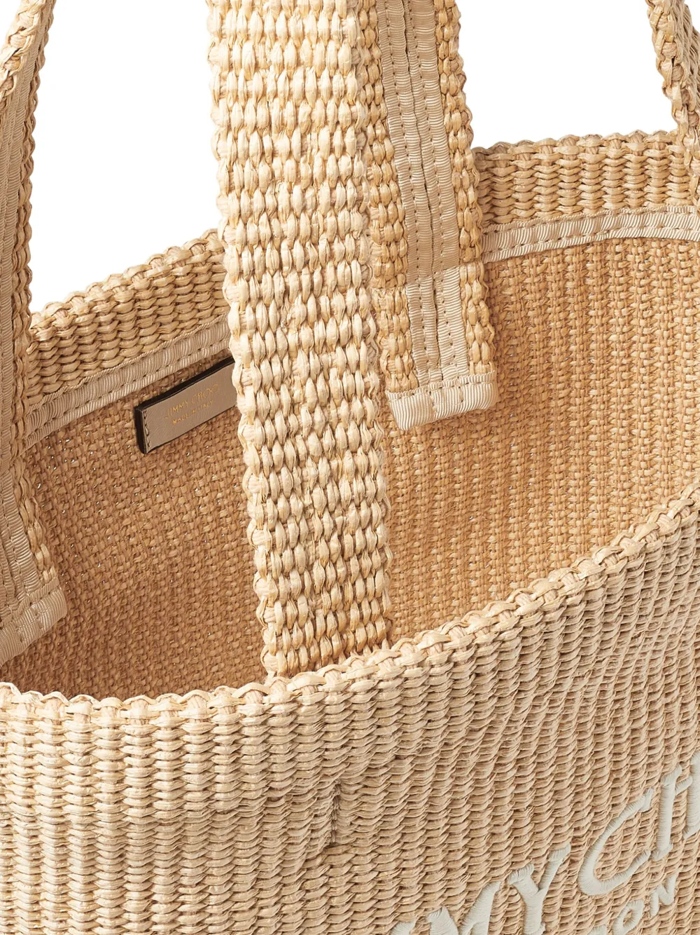 Jimmy Choo Strandtas met geborduurd logo Beige