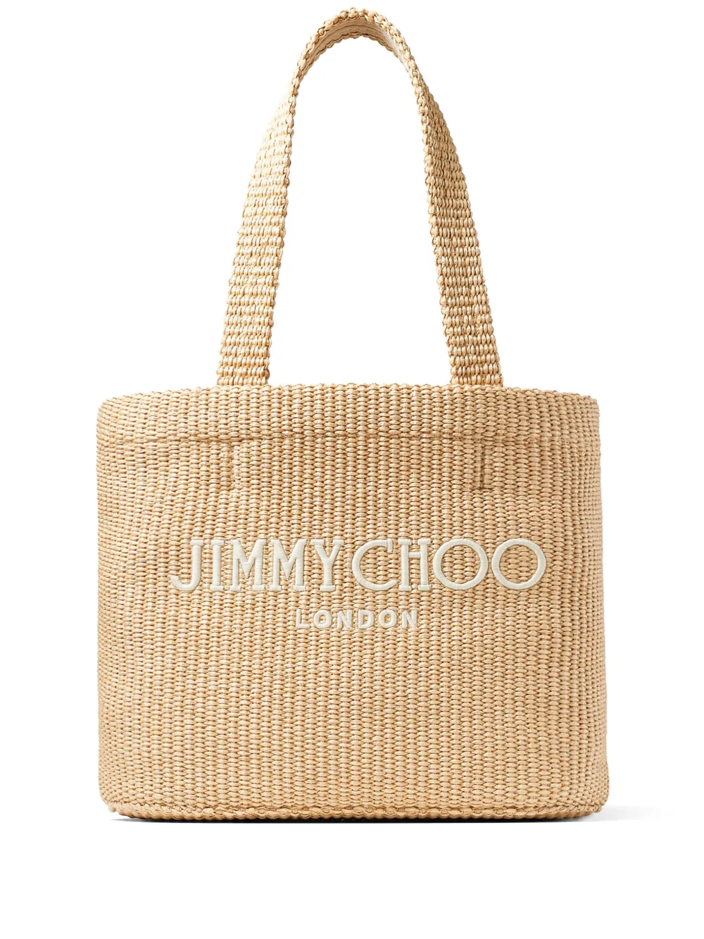 Jimmy Choo Strandtas met geborduurd logo Beige