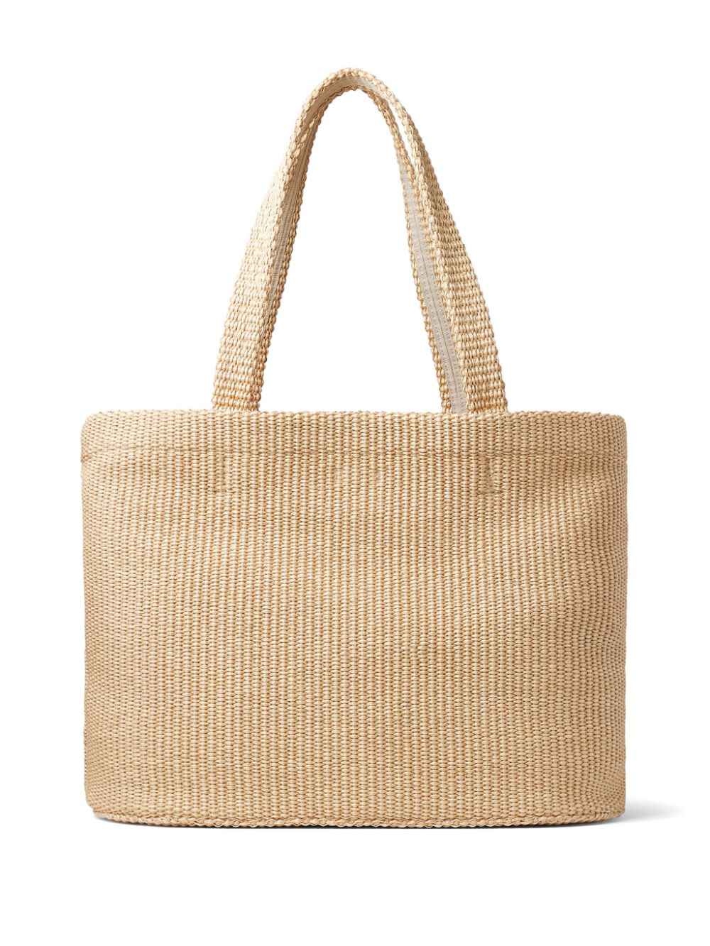 Jimmy Choo Raffia strandtas met geborduurd logo - Beige