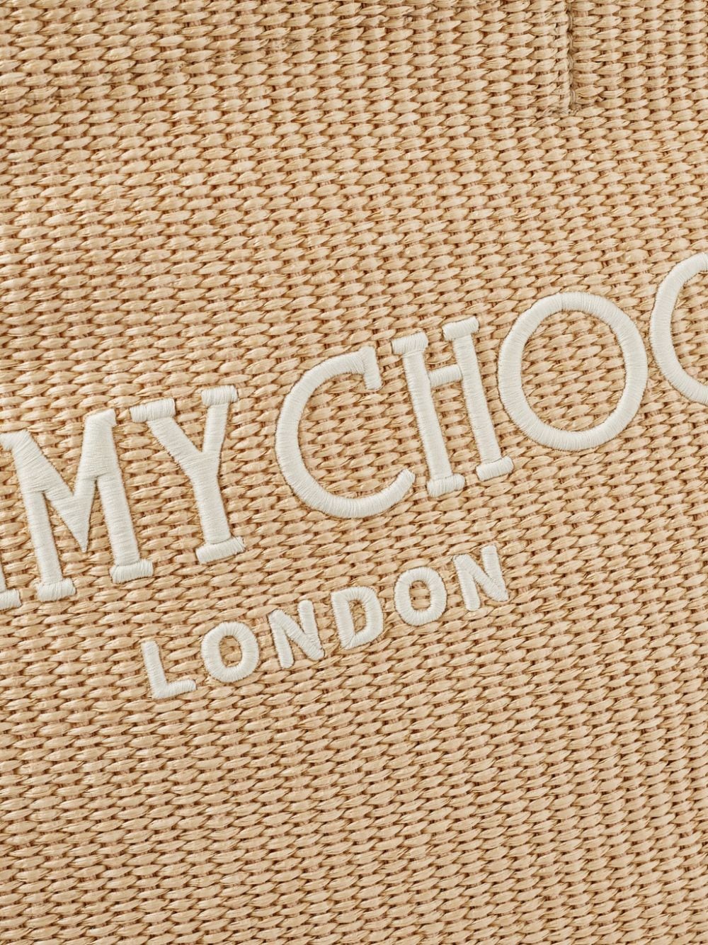 Shop Jimmy Choo Logo-embroidered Raffia Beach Bag In Neutrals