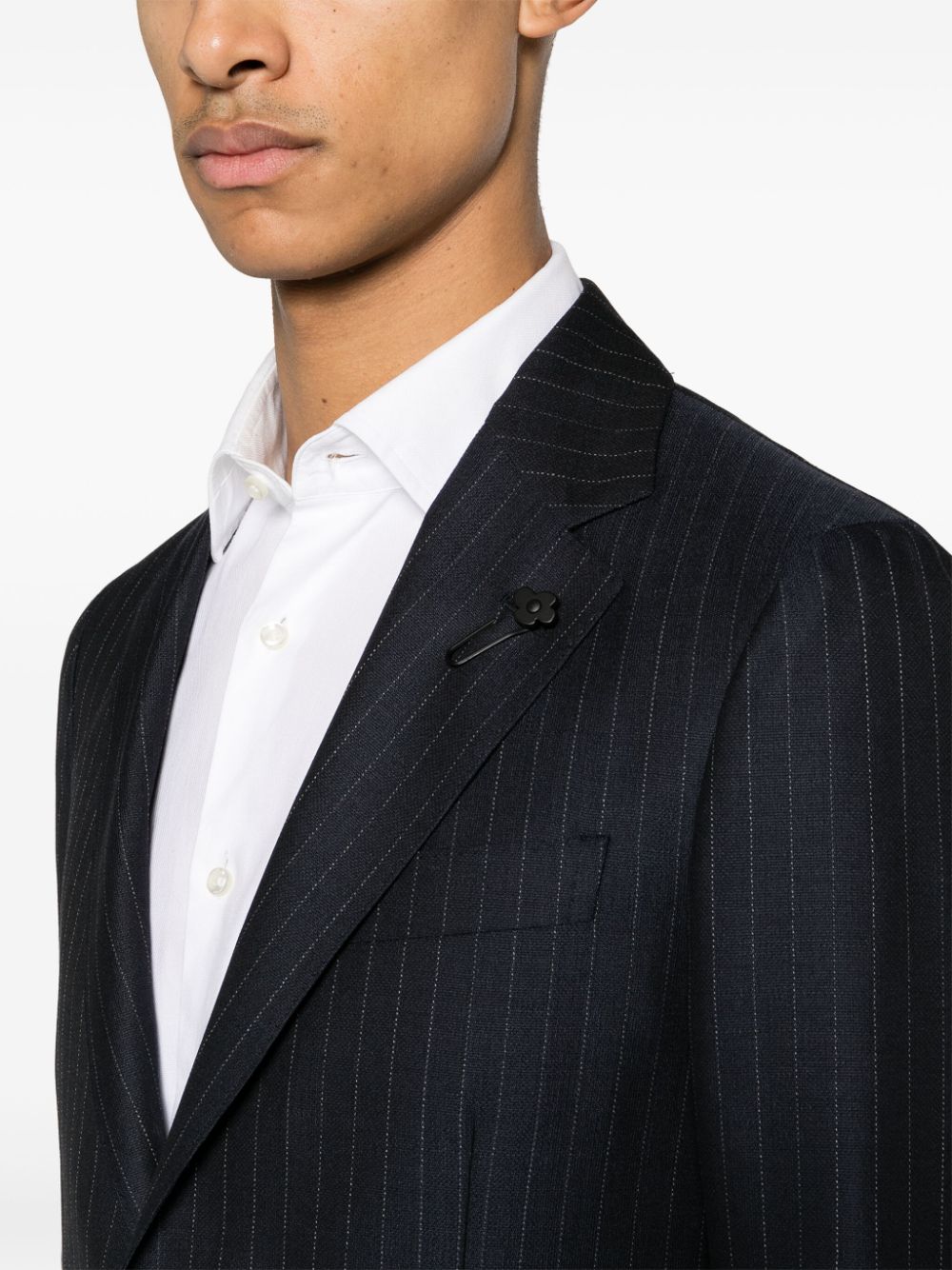 Shop Lardini Pinstriped Single-breasted Suit In Blue