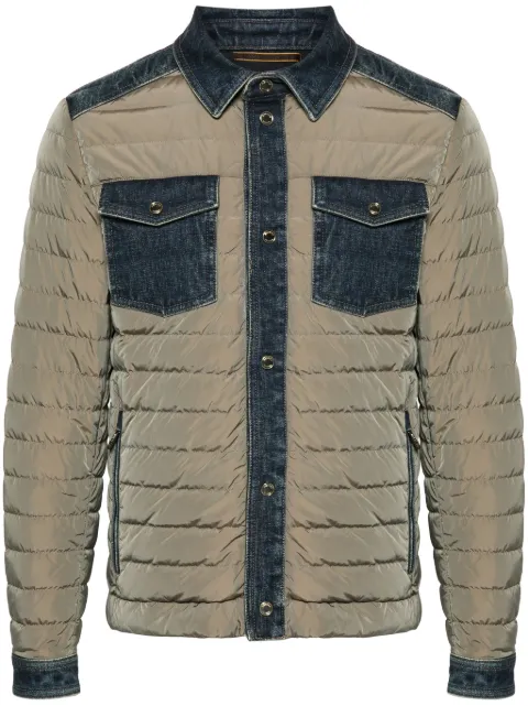 Moorer denim-trim quilted jacket