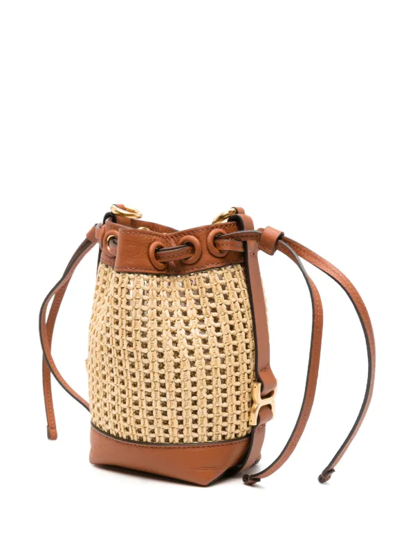 Chloe Mini Marcie Raffia Bucket Bag Neutrals FARFETCH IE