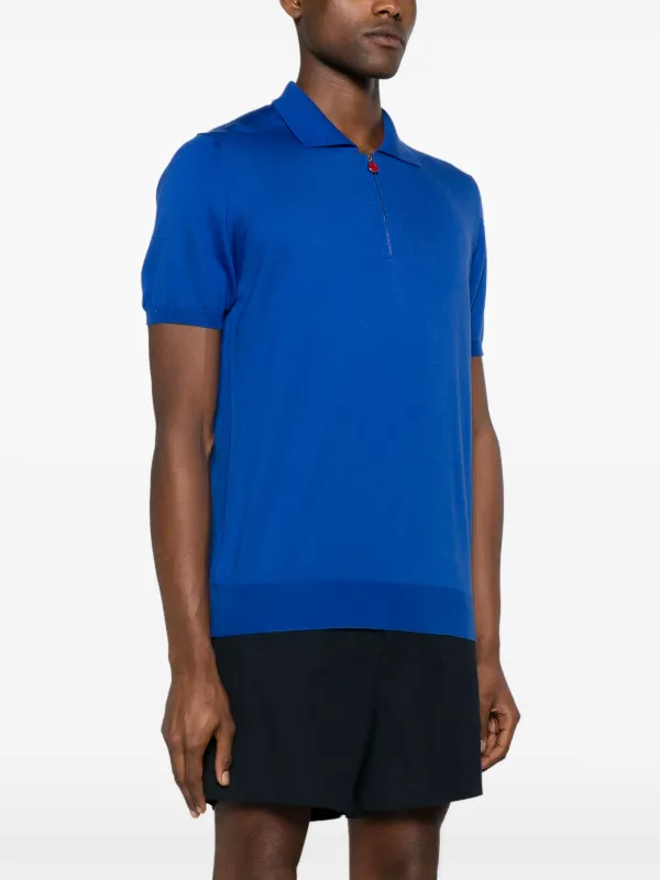 Kiton zip-up Cotton Polo Shirt | Blue | FARFETCH JO