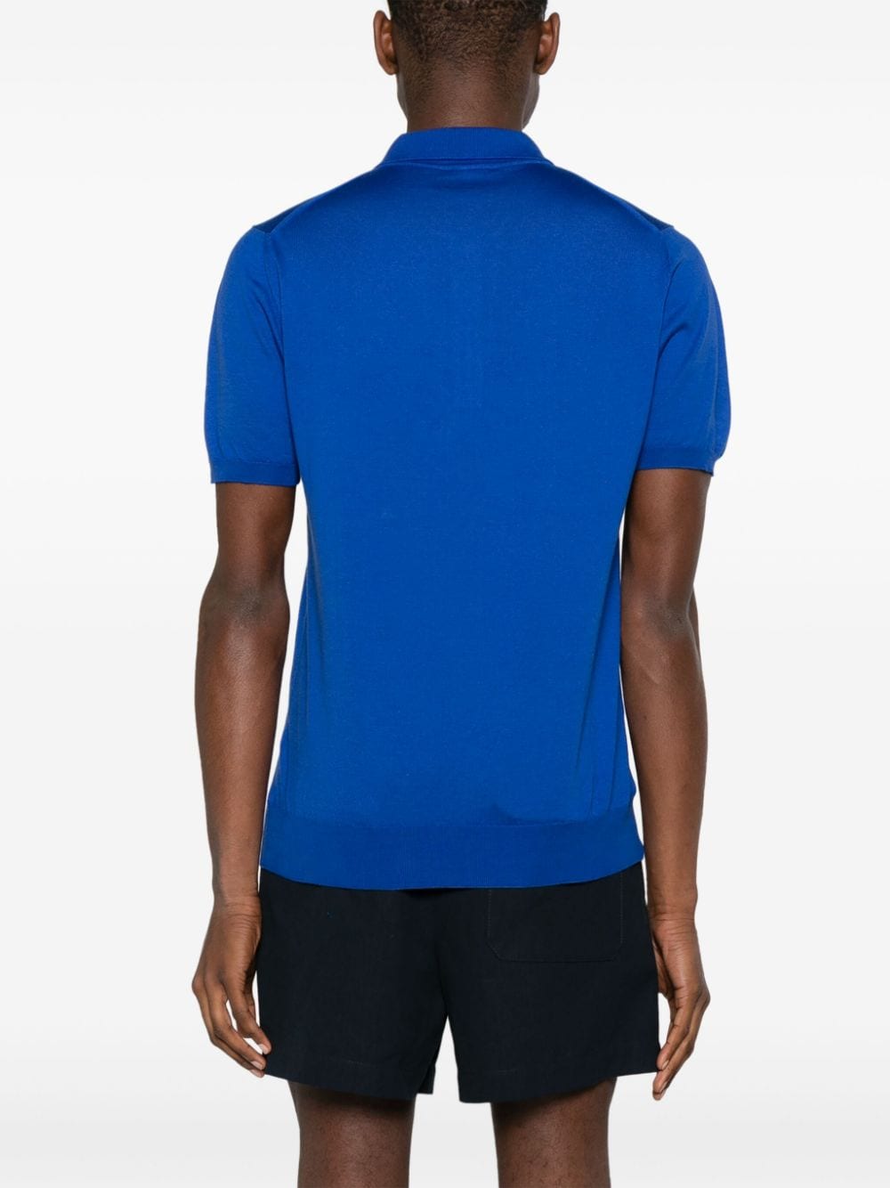 Shop Kiton Zip-up Cotton Polo Shirt In Blue