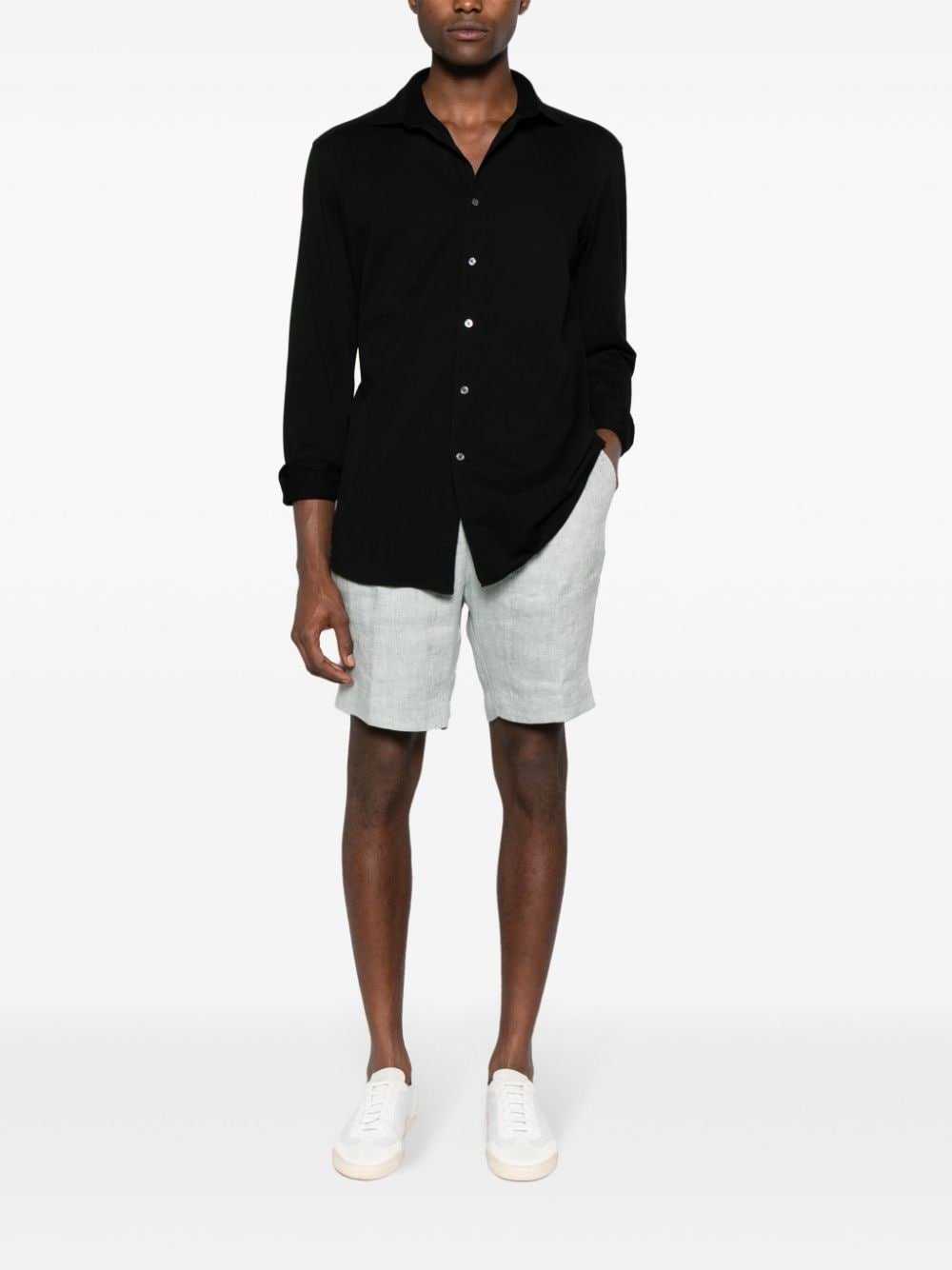 Zegna spread-collar cotton shirt - Zwart