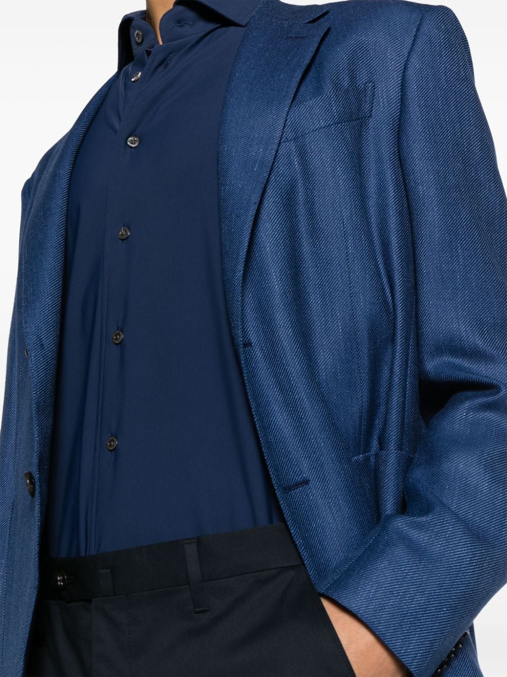 Zegna Blazer van kasjmierblend met enkele rij knopen Blauw