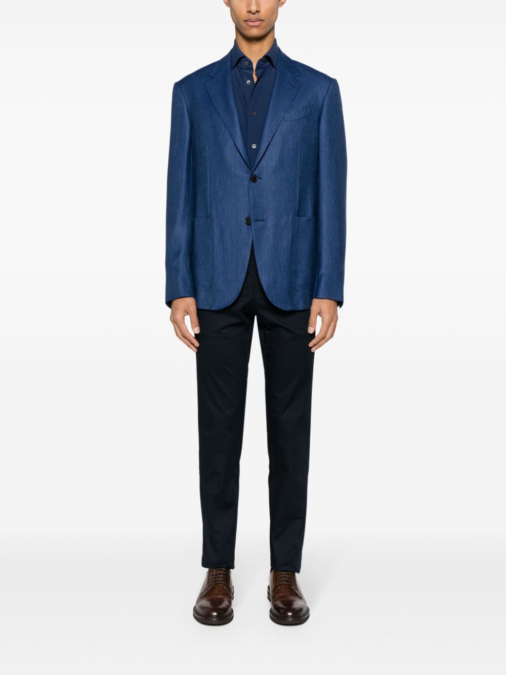 Zegna Blazer van kasjmierblend met enkele rij knopen Blauw