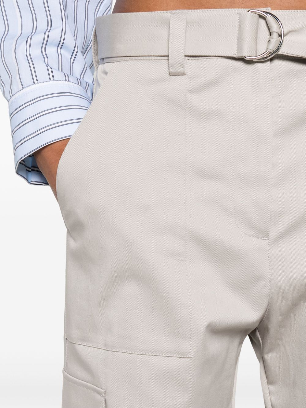 Shop Msgm Belted Cargo Trousers In Grey