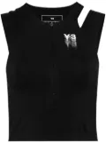 Y-3 logo-print cropped performance top - Black