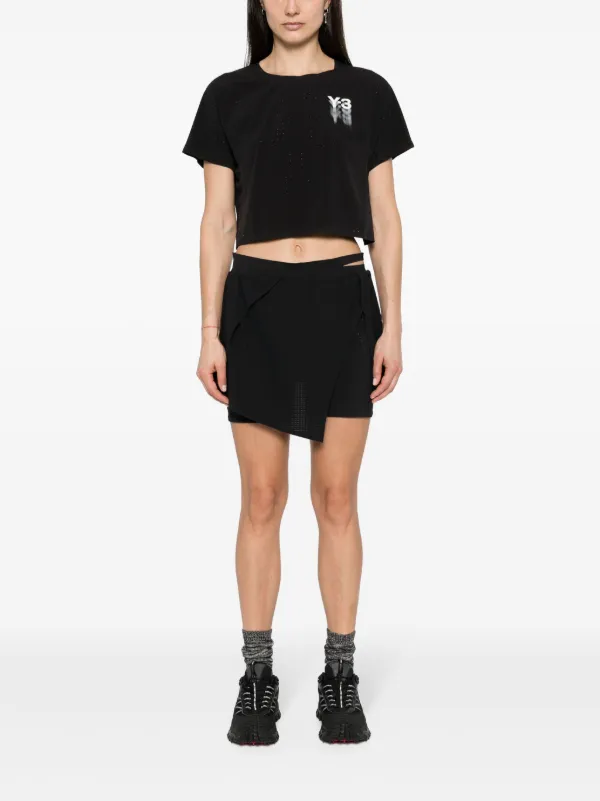少し豊富な贈り物 Skort Mesh logo-printed Y-3 | FARFETCH | Black ルームウェア・パジャマ