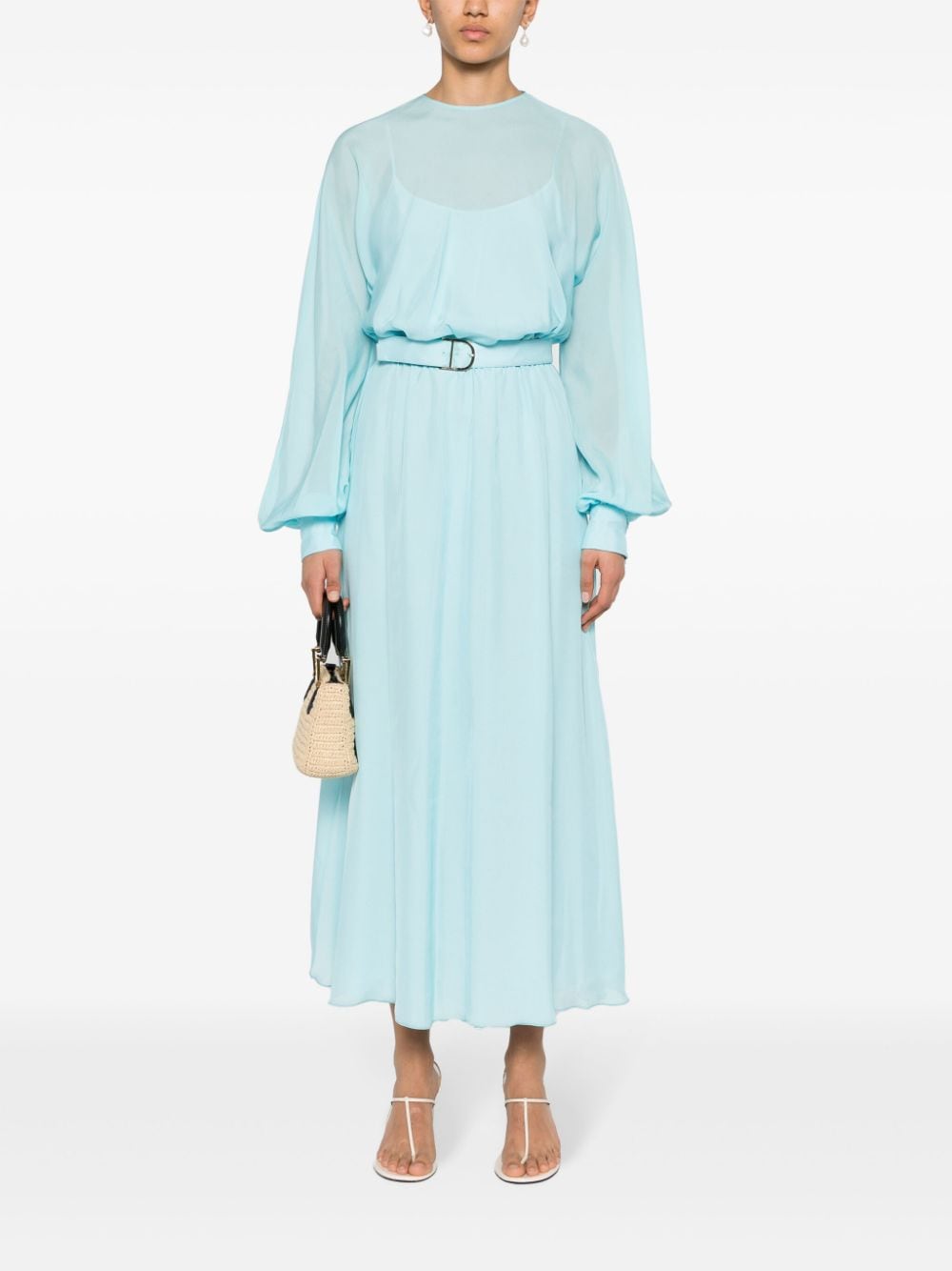 Shop Raquel Diniz Marta Chiffon Midi Dress In Blue