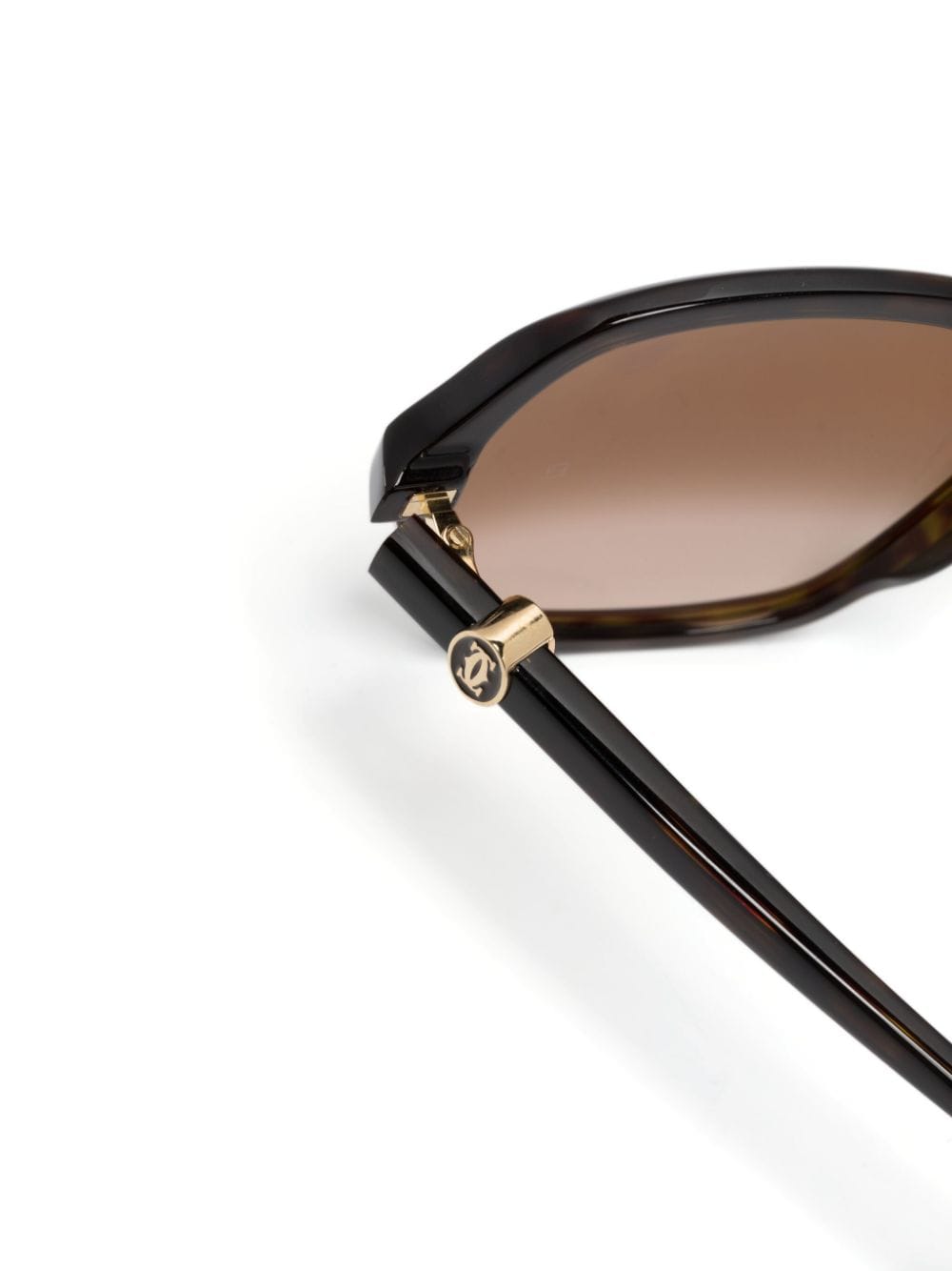 Shop Cartier Logo-plaque Geometric-frame Sunglasses In Brown
