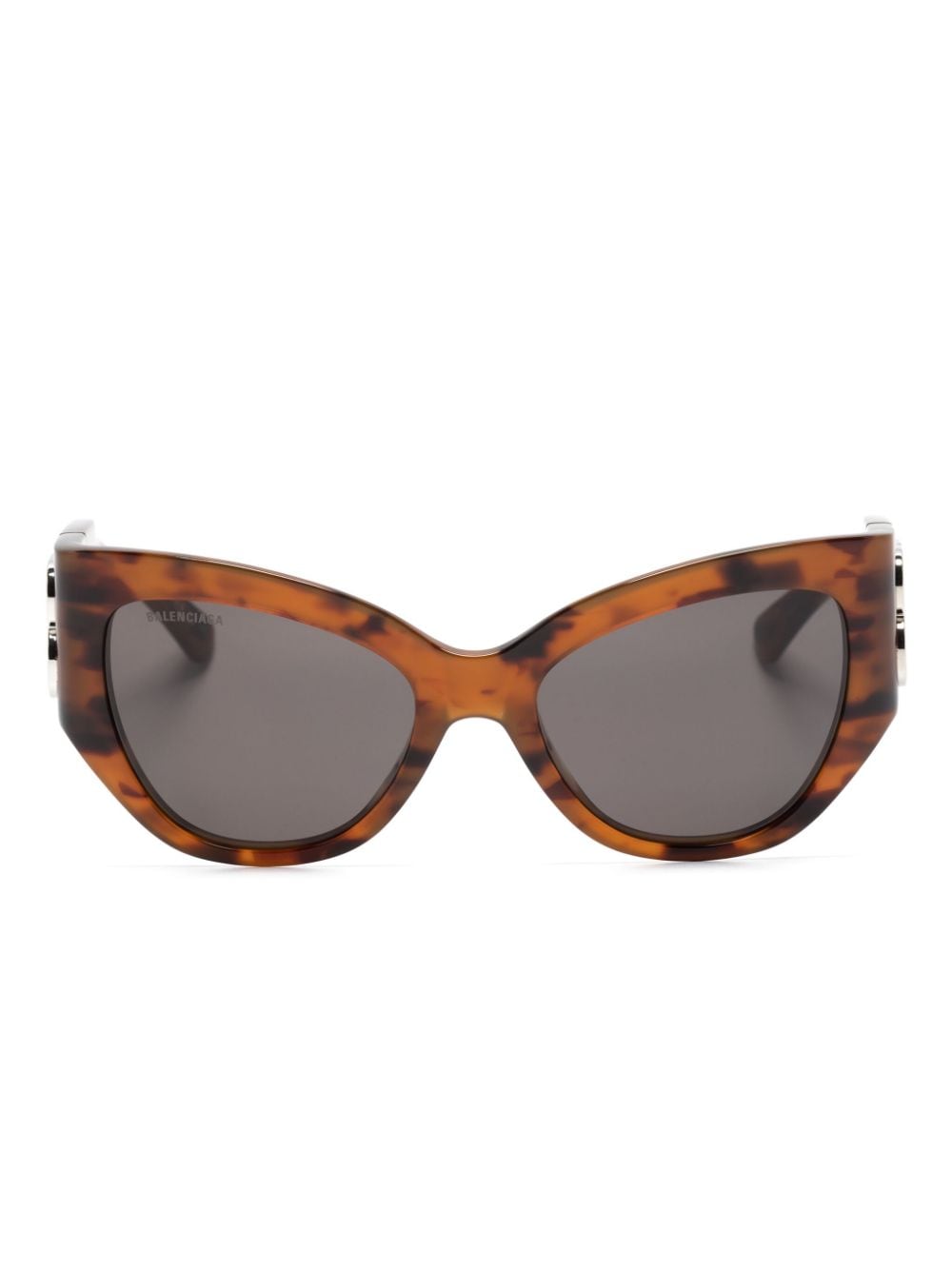 Balenciaga Logo-plaque Cat-eye Sunglasses In Brown