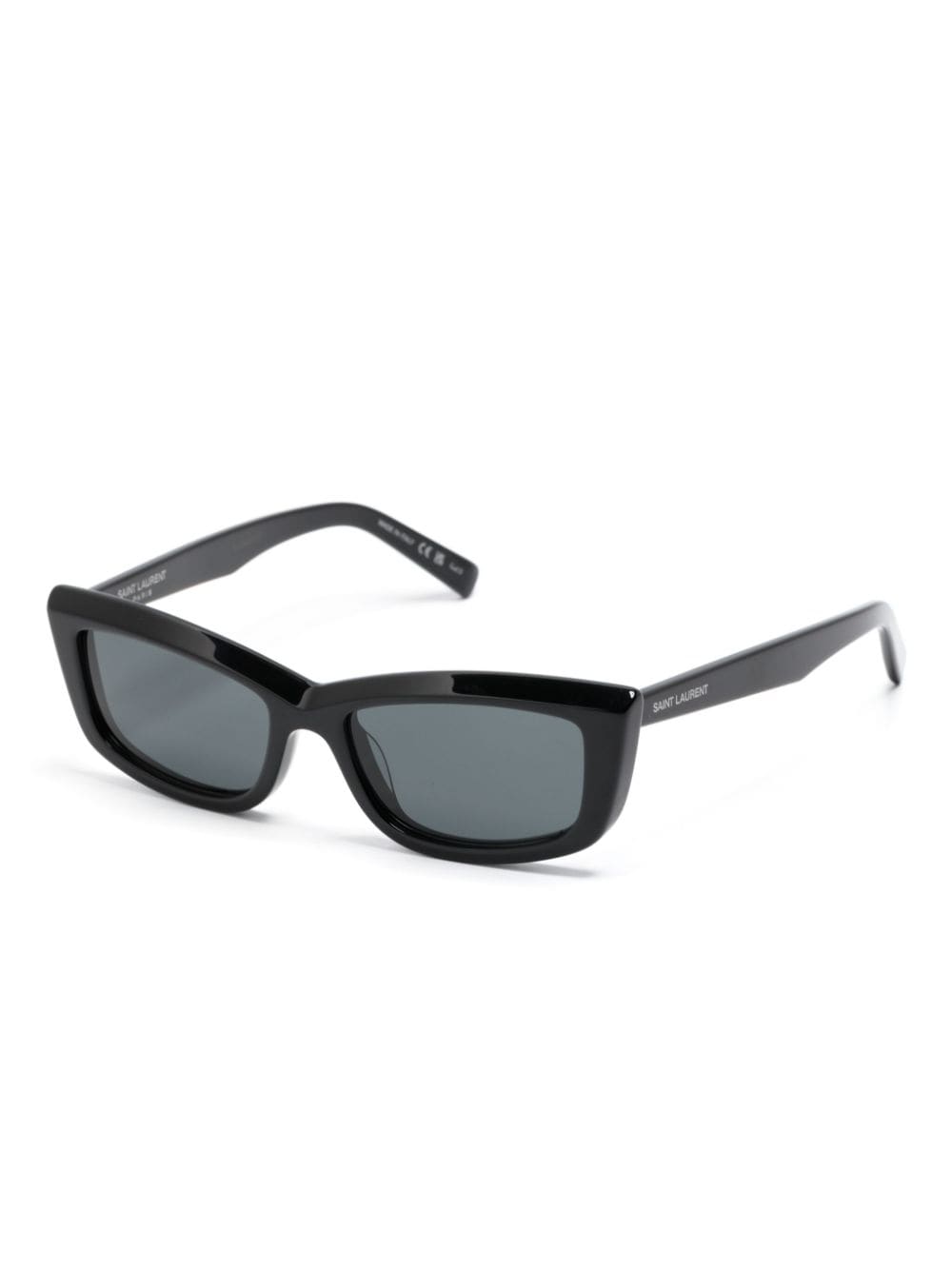 Shop Saint Laurent Rectangle-frame Sunglasses In Black