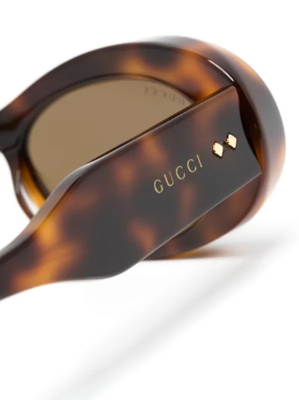 GUCCI ブラウン オーバルフレーム サングラス Gucci Eyewear オーバルフレーム サングラス | ブラウン