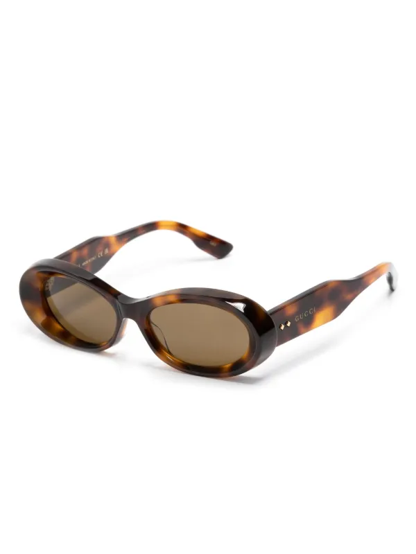 GUCCI ブラウン オーバルフレーム サングラス Gucci Eyewear オーバルフレーム サングラス | ブラウン