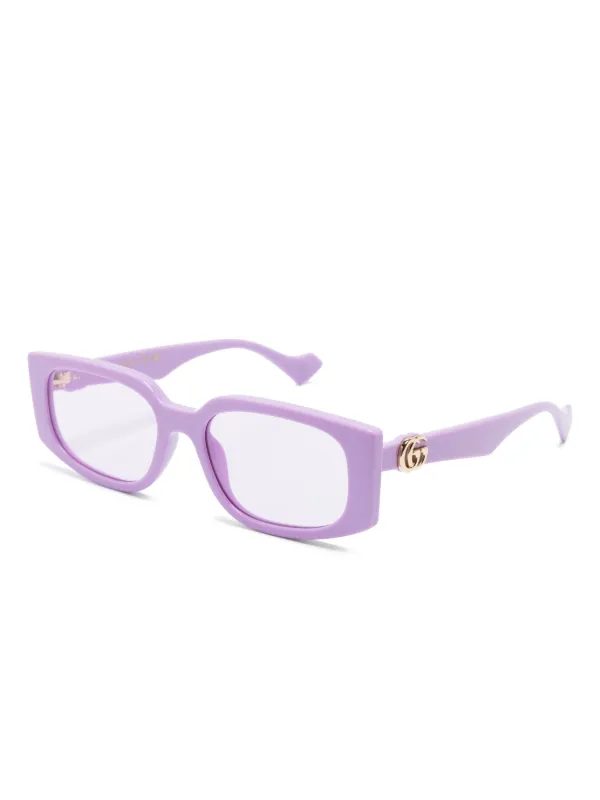 Gucci Eyewear Double G rectangle-frame Sunglasses | Purple