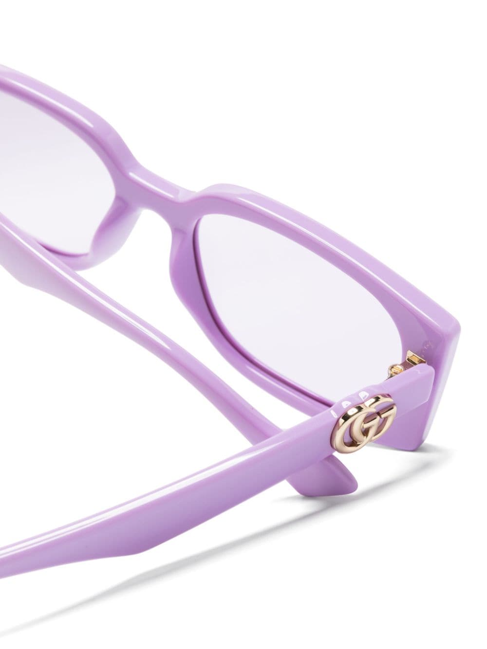 Shop Gucci Double G Rectangle-frame Sunglasses In Purple