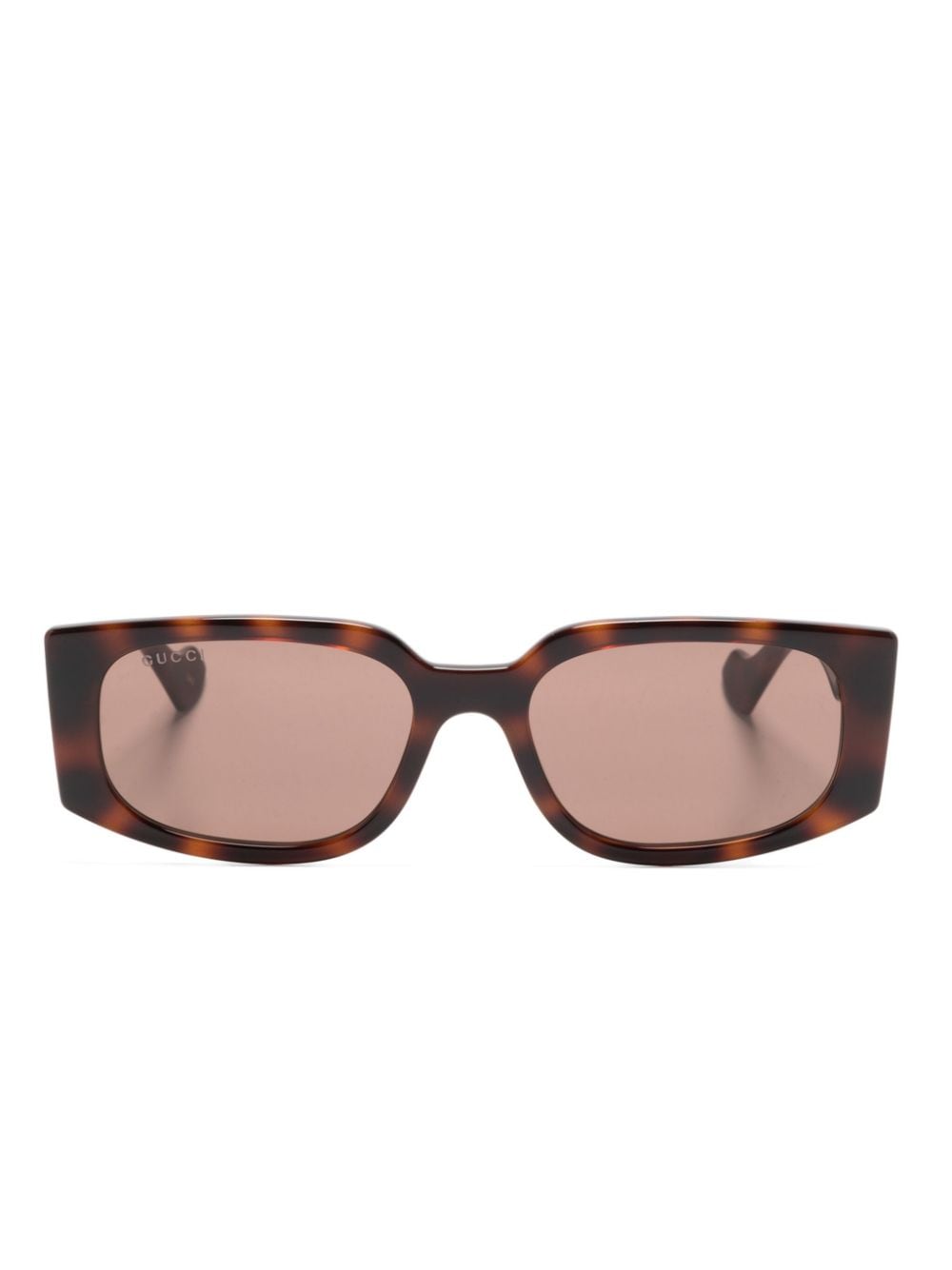 Gucci Double G Rectangle-frame Sunglasses In Brown