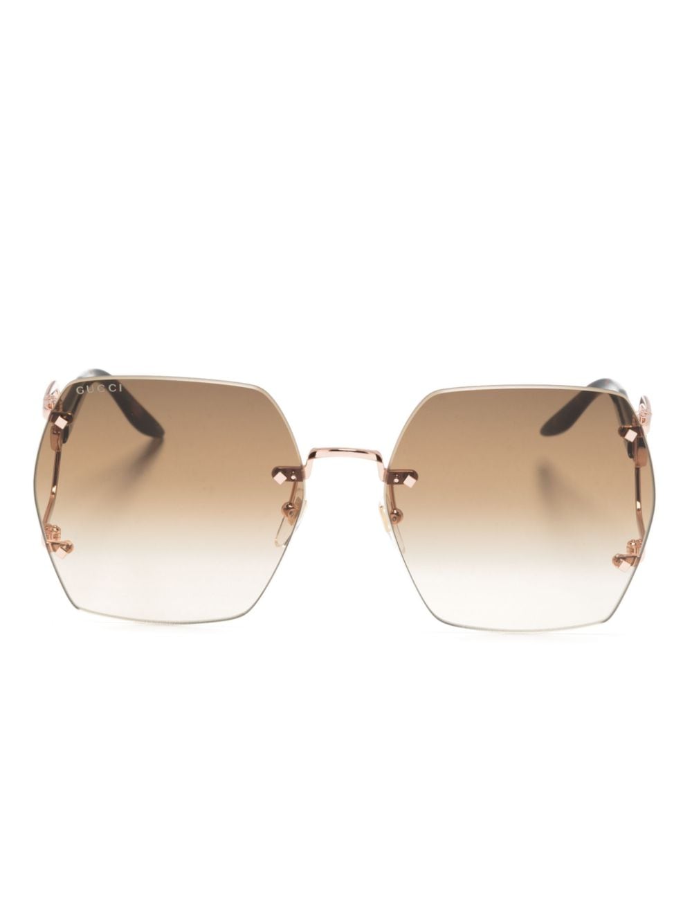 Gucci Eyewear Double GG zonnebril met oversized montuur Bruin