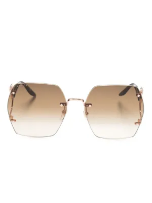 Gucci Eyewear リムレス スクエアサングラス | ブラウン | FARFETCH JP