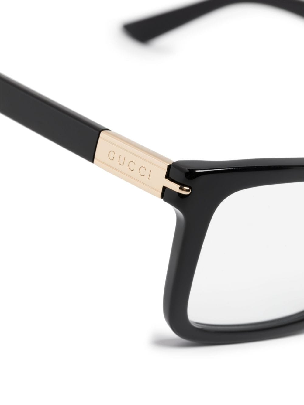 Shop Gucci Logo-engraved Square-frame Glasses In Black