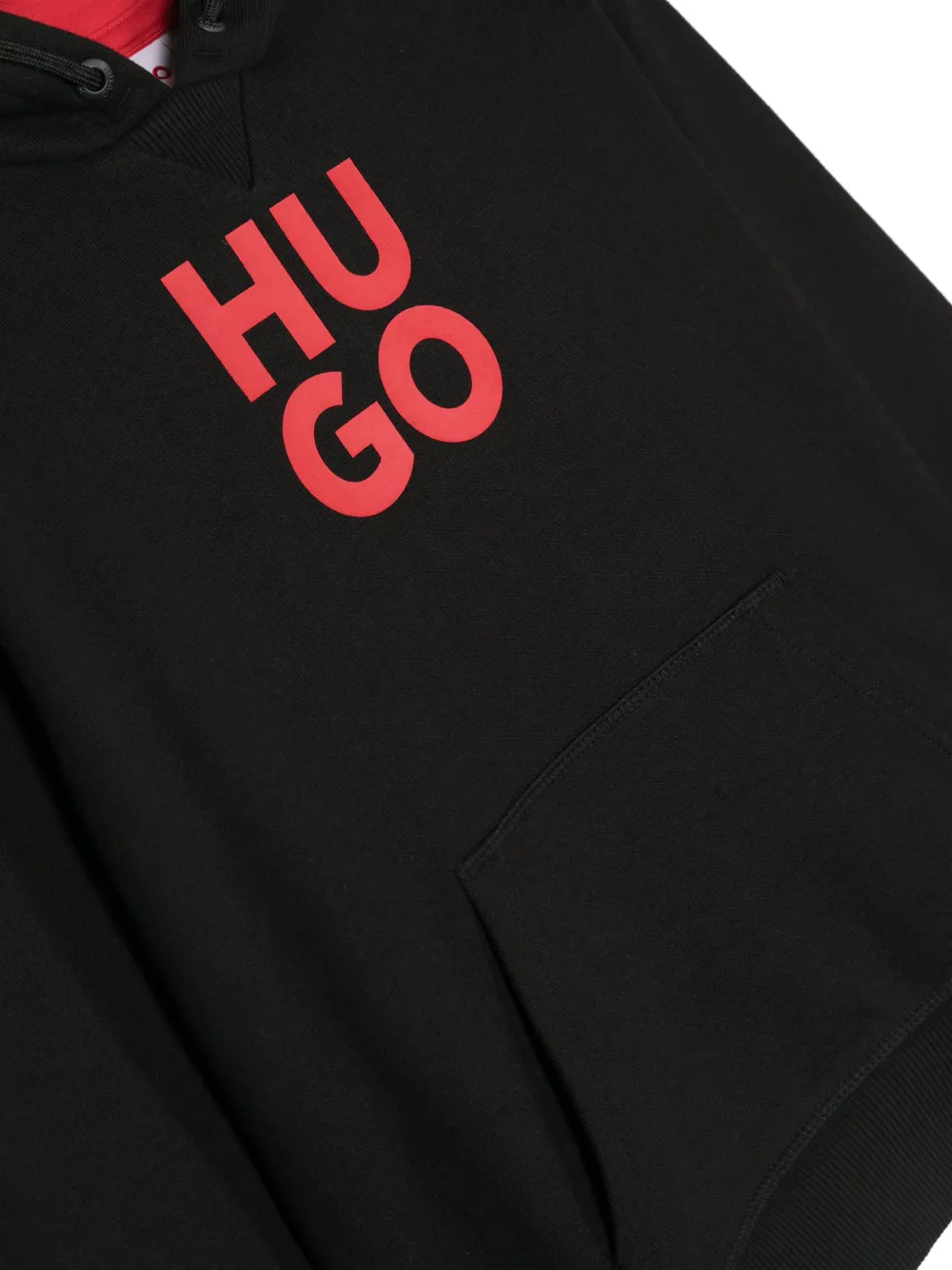 Shop Hugo Logo-print Hoodie In Black