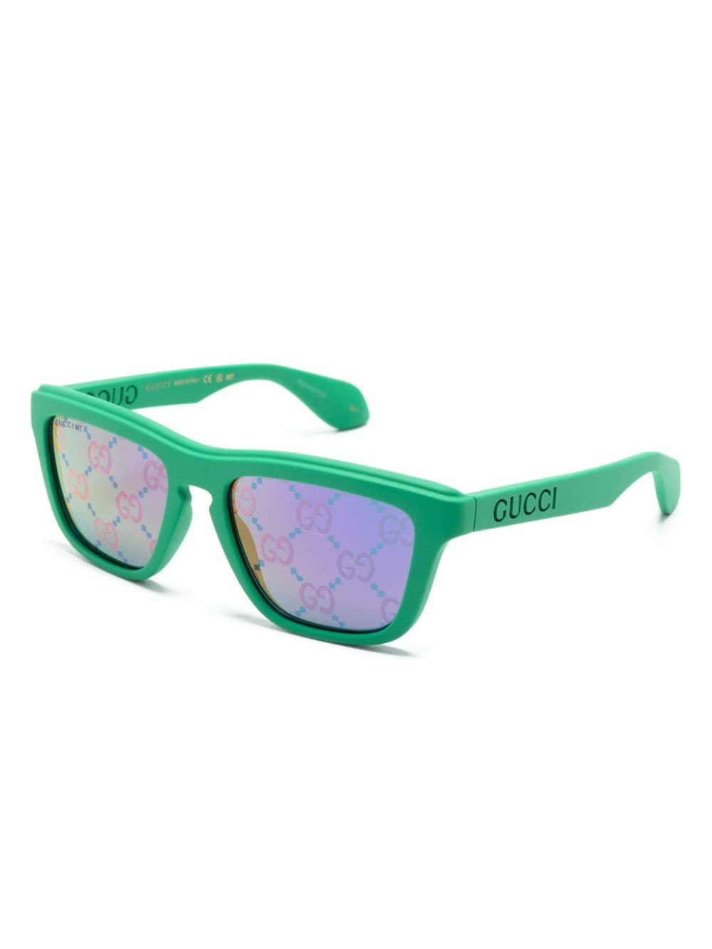 Shop Gucci Gg Supreme Square-frame Sunglasses In Green
