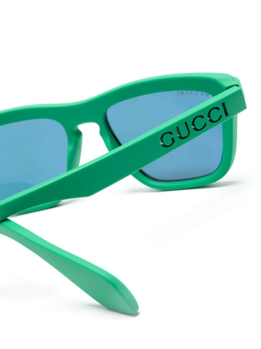 Shop Gucci Gg Supreme Square-frame Sunglasses In Green