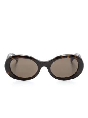 Gucci Eyewear オーバルフレーム サングラス | ブラック | FARFETCH JP