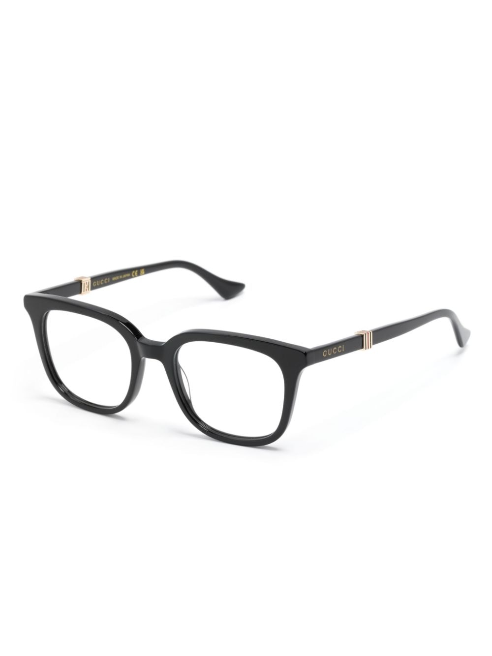 Shop Gucci Web-stripe Square-frame Glasses In Black