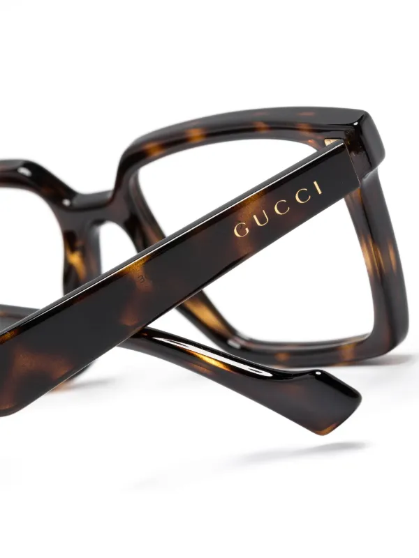 Gucci Eyewear Armação De Óculos Quadrada | Marrom | FARFETCH BR