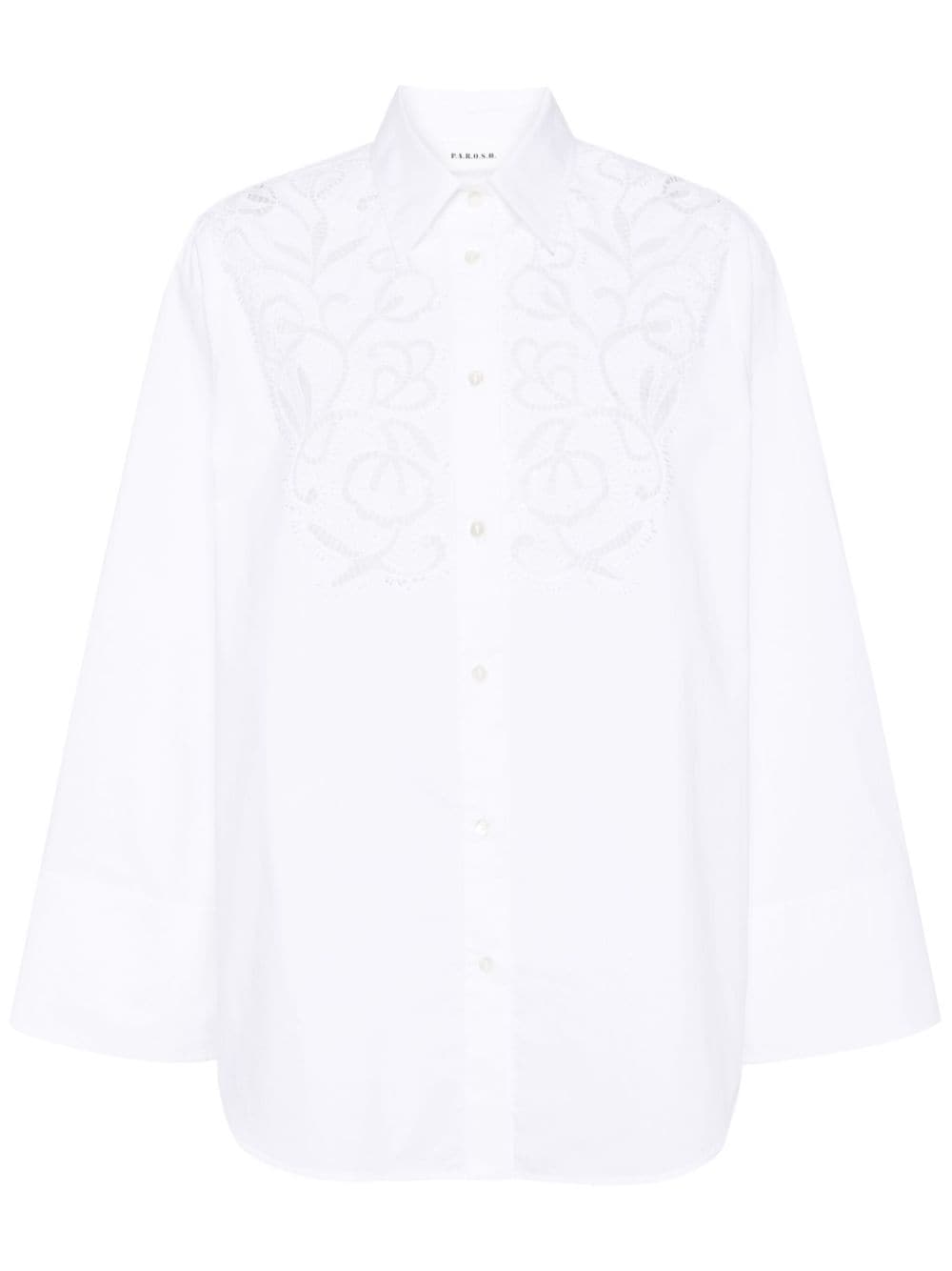 Shop P.a.r.o.s.h Emboidered Cotton Shirt In White
