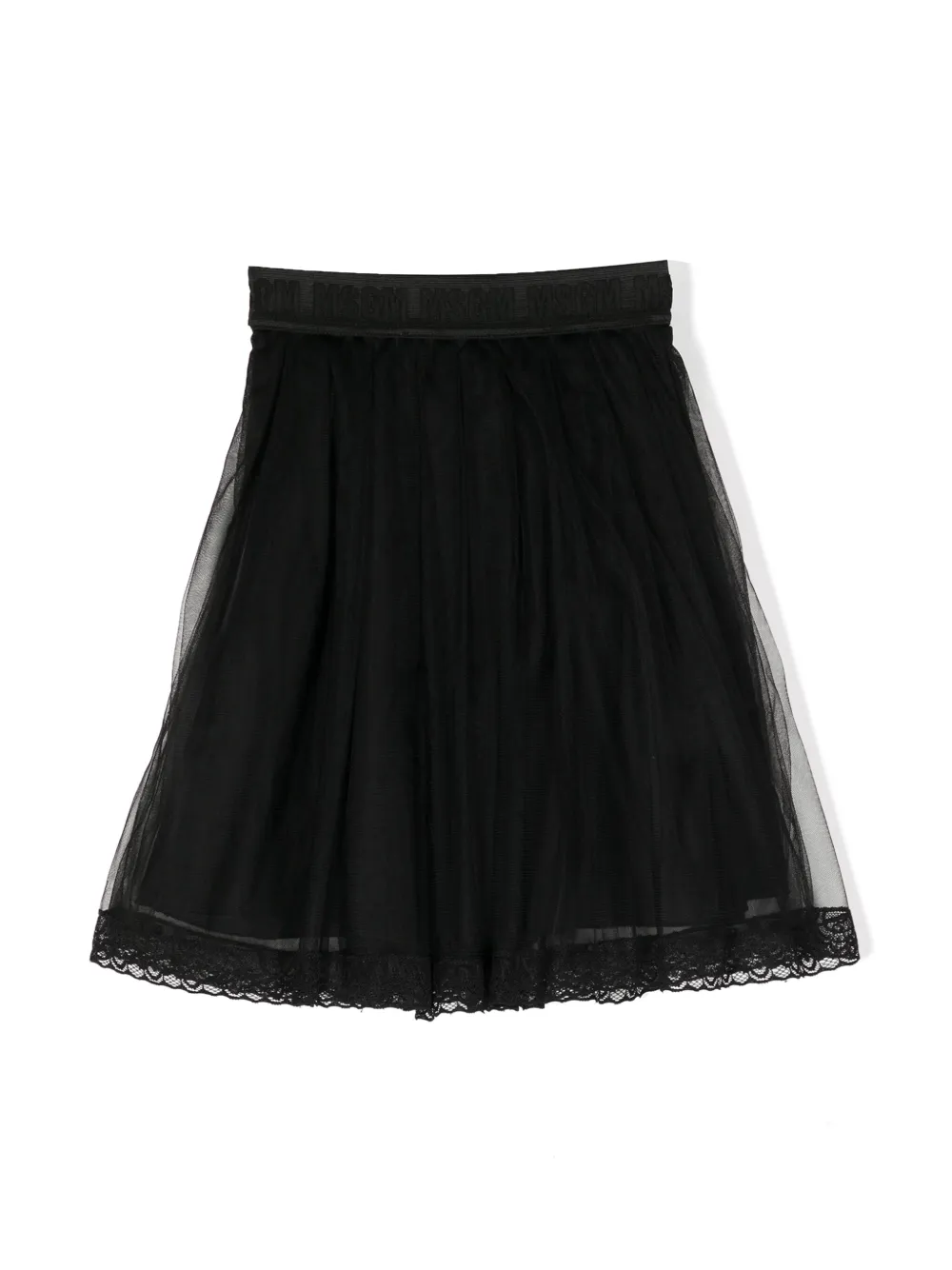 Image 2 of MSGM Kids lace-trim tulle skirt