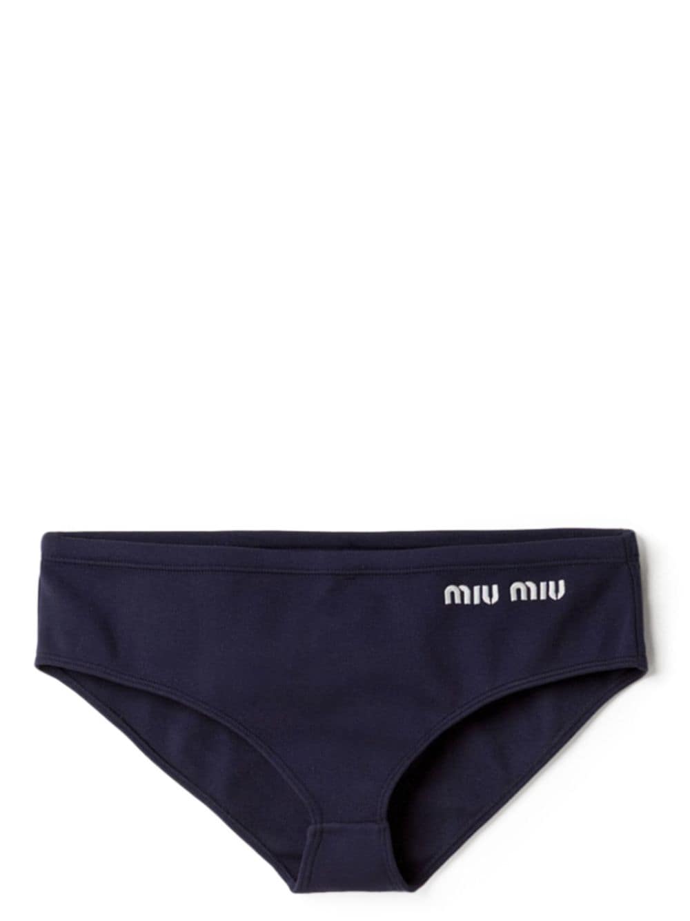 Shop Miu Miu Logo-embroidered Bikini Bottoms In Blue