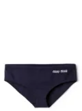 Miu Miu logo-embroidered bikini bottoms - Blue