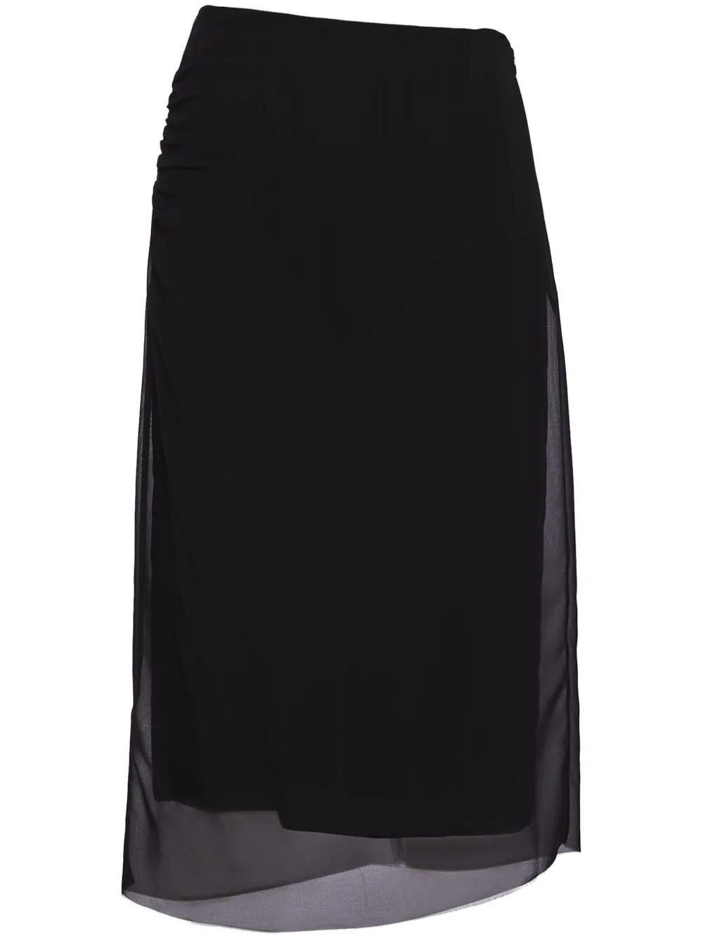 semi-sheer midi pencil skirt