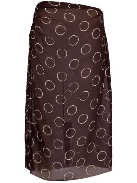 Prada dot-print georgette pencil skirt