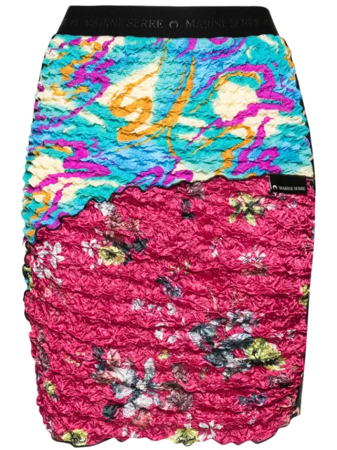 Marine Serre crinkled patchwork skirt