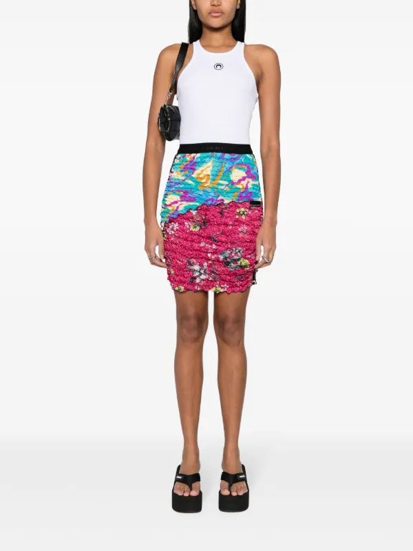 ワンピース MARINE SERRE Women Mid Skirts 25PWDR302BCWOV0060 RD10 RED NL - Red & Black • Marine Serre