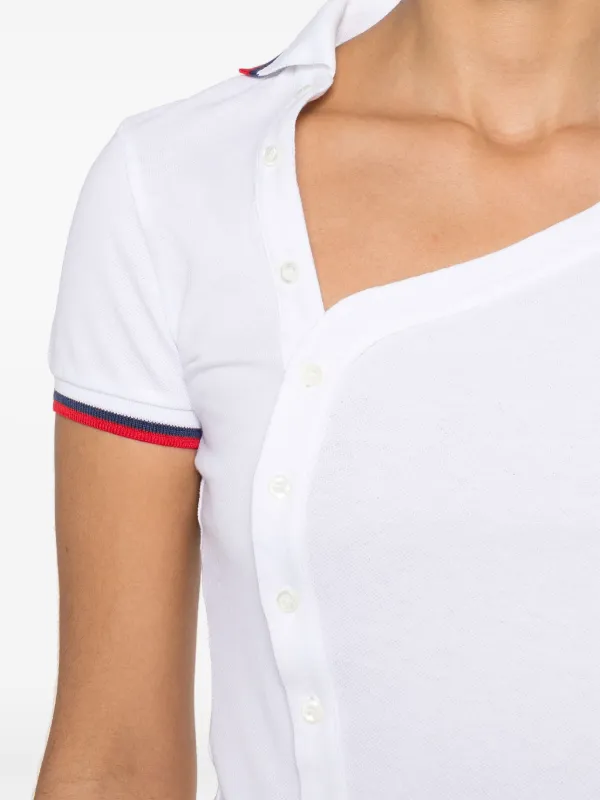 DSQUARED2 logo-patch Asymmetric Polo Shirt | White | FARFETCH