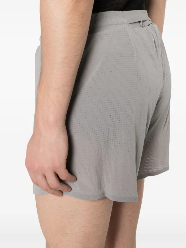 checked running shorts