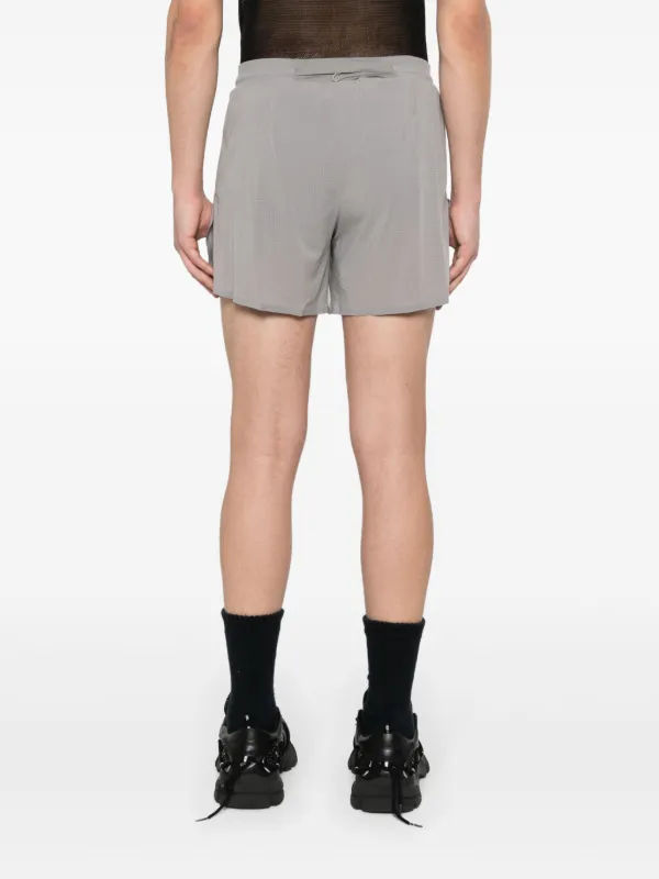checked running shorts